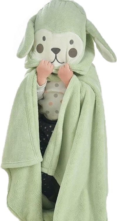 Baby Badhanddoek met hoodie – Konijn - Groen – 65 x 135 cm