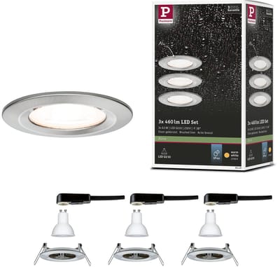 LED-inbouwlamp Nova Basisset star IP44 rond 78 mm GU10 3x6,5W 3x460lm 230V 2700K Staal geborsteld