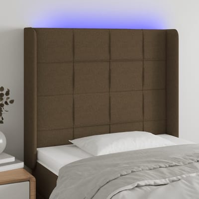 vidaXL - Hoofdbord - LED - 93x16x118/128 - cm - stof - donkerbruin
