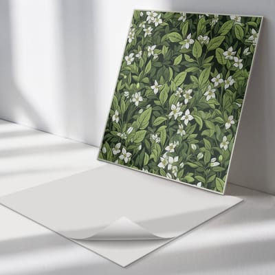 Wallfluent Vinyl Tegels - Bloemen- en Geometrische Patronen Vloer Tegels PVC - 30 cm x 30 cm - Geel PVC Tegels - 9 stuks - Vierkant PVC Tegels - Patroon Plaktegels - Zelfklevende PVC Tegels - Plaktegels Keuken en Badkamer