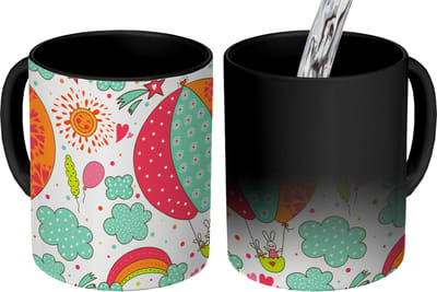 Magische Mok - Foto op Warmte Mokken - Koffiemok - Konijn - Patroon - Baby - Magic Mok - Beker - 350 ML - Theemok