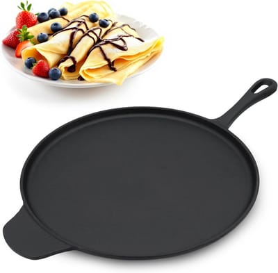 Gietijzeren pizza- en pannenkoekenpan 30 cm | Geschikt voor fornuis, grill en oven