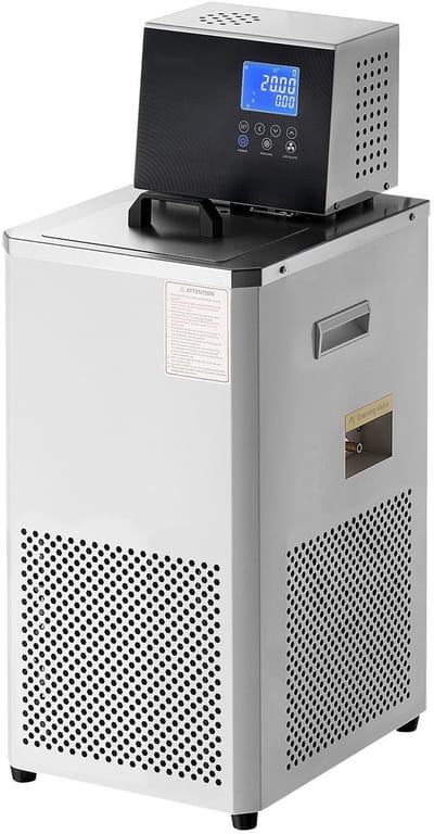 Laboratoriumkoeler - Koelwaterbad met circulatiepomp - Temperatuurbereik -30°C tot 100°C - 6 L Reservoir - Interne en externe dubbele circulatie - Voor koelvloeistof en waterkoeling