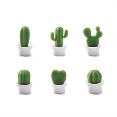 6 stuks Cactus Magnetische Bericht Koelkastmagneet Groene Plant Potmagneet Cactusbal Driedimensionale Koelkastmagneet wit