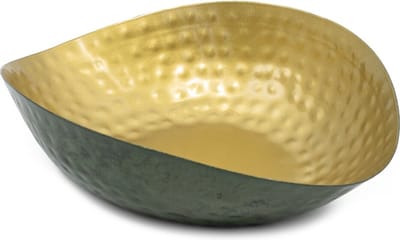HomeBound by KY | Tray metaal druppel groen met goud | decoratieve schaal | tray | schaal