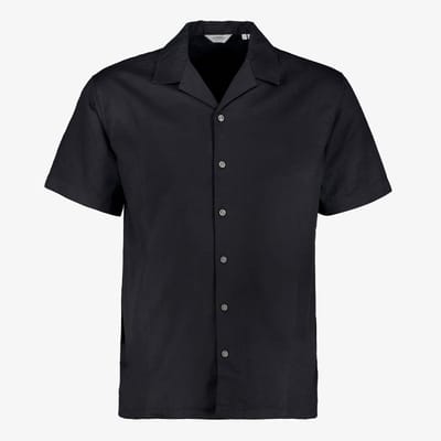 JJ REBEL heren resort shirt overhemd korte mouw zwart - Maat S