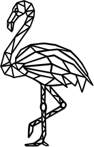Hout-Kado - Flamingo - Medium - Zwart - Geometrische dieren en vormen - Hout - Lasergesneden