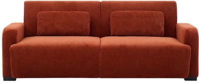 Vente-unique Driezitsslaapbank - clic-clac in terracotta chenille stof - LOMARIO