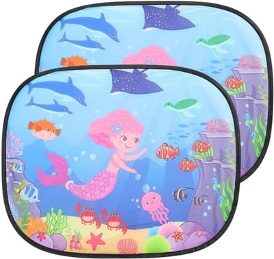 Zonnescherm voor Auto met UV-bescherming - Kindvriendelijk en Mermaids Design (Set van 2) - 44 x 36 cm