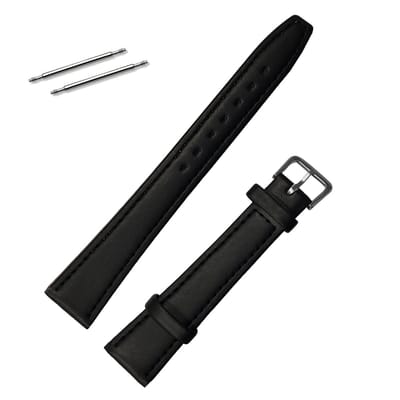 Fako® - Horlogebandje - Echt Leer - Small - 20mm - Zwart