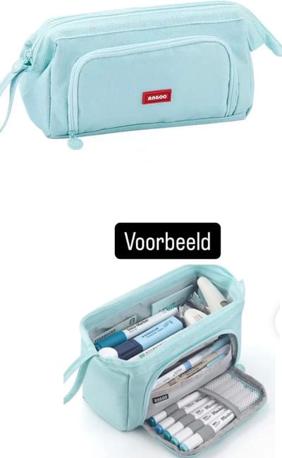 Akyol - Lichtblauwe etui - etui voor meisjes - etui zonder inhoud - etui voor de middelbare school - etui voor pennen en potloden - etui met verschillende vakken