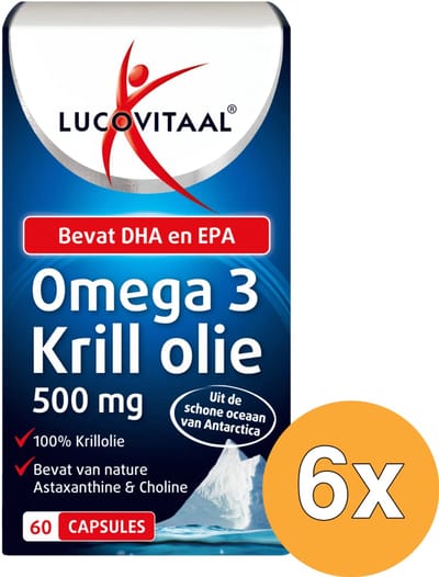 6x Lucovitaal Omega 3 Krill Olie 500mg (60 capsules)