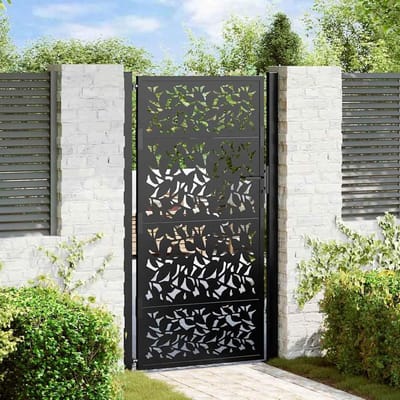 Tuinpoort Staal - Hekwerk Poort - Oprit Afsluiten - Weerbestendig Materiaal - 100x175 cm - Zwart