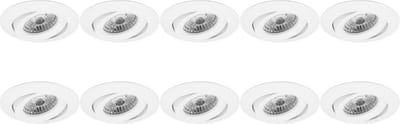 Spot Armatuur 10 Pack - Pragmi Uranio Pro - GU10 Inbouwspot - Rond - Wit - Aluminium - Kantelbaar - Ø82mm