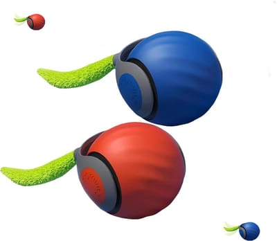 Kattenspeelgoed - kattenspeeltjes - Interactief kattenbalspeelgoed - slimme kattenspeelgoedbal/ twee snelheidsaanpassingen/met staart - Oranje/Blauw
