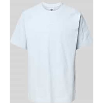 T-shirt met geribde ronde hals