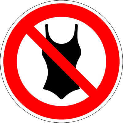 Badkleding verboden sticker 50 mm - 10 stuks per kaart