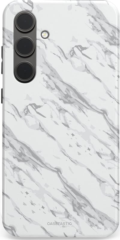 Casetastic hoesje geschikt voor Samsung Galaxy S24 Plus - Dubbellaagse bescherming - Arctisch Marmer - Fashion Case - Wit Lichtgrijs