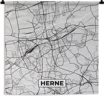 Wandkleed - Wanddoek - Plattegrond - Kaart - Stadskaart - Duitsland - Herne - 180x180 cm - Wandtapijt