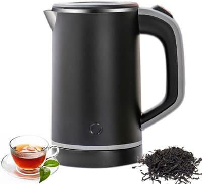 Mini reiswaterkoker - elektrische waterkoker - waterkoker - waterfles - geschikt voor kantoorgebruik, koffie en thee - roestvrij staal - zwart