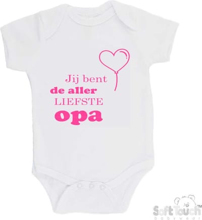 100% katoenen Romper "Jij bent de allerliefste opa" Meisjes Katoen Wit/roze Maat 62/68