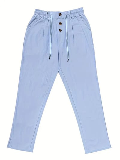 Livano Linnen Broek Heren - Zomerbroek - Volwassenen - Lange Broek - Pantalon - Strandbroek - Zomer - Ibiza Stijl - Lichtblauw - Maat S