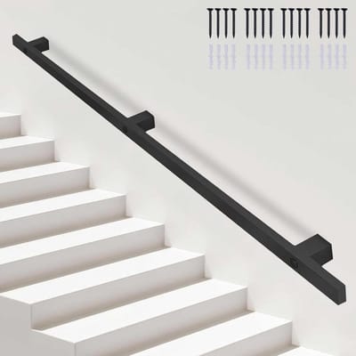 Metalen Trapleuning - Muursteun Leuning - Veilig Traplopen - Smeedijzeren Constructie - 600 cm - Zwart