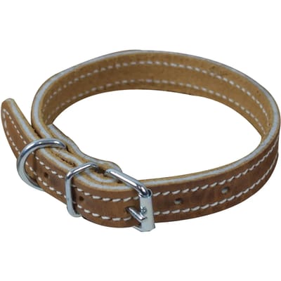 Gegevens hondenhalsband met chroom leren stiksels Ronzon Legend