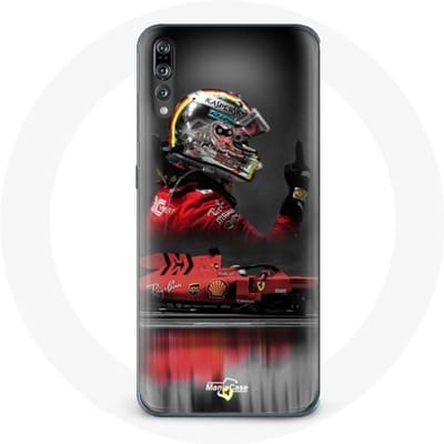 Coque - MANIACASE - Huawei p20 - Formule 1 - Sebastian Vettel - Rouge - Souple rouge
