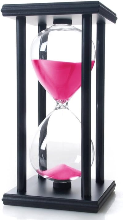 Houten Zandloper 60 Minuten - Roze en Zwart, Perfect voor Koken en Decoratie