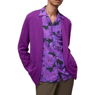 AllSaints Kennedy Cardigan Electric Purple Size: XXL | Cardigans Outlet | Heren | Paars