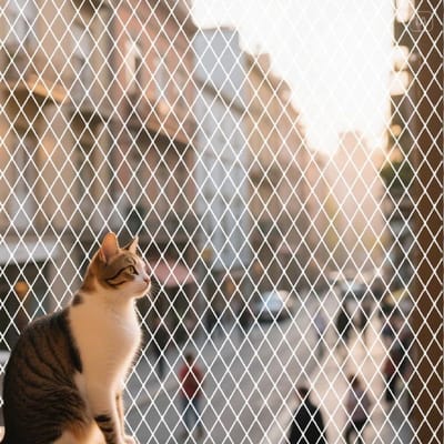 Kattennet Balkon - Veiligheidsnet Kat - Katten Veilig Houden - Zonder Boren Installeren - 4 x 3 m - Transparant