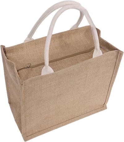 Sterke Jute Boodschappentas met Ritssluiting - Waterbestendige Strand- en Winkeltas