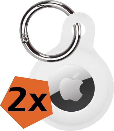 Hoesje Geschikt voor Apple AirTag Sleutelhanger Hoes Siliconen Hoesje - Siliconen Hoesje Geschikt voor Apple AirTag-Sleutelhanger Hoesje - Wit - 2 PACK