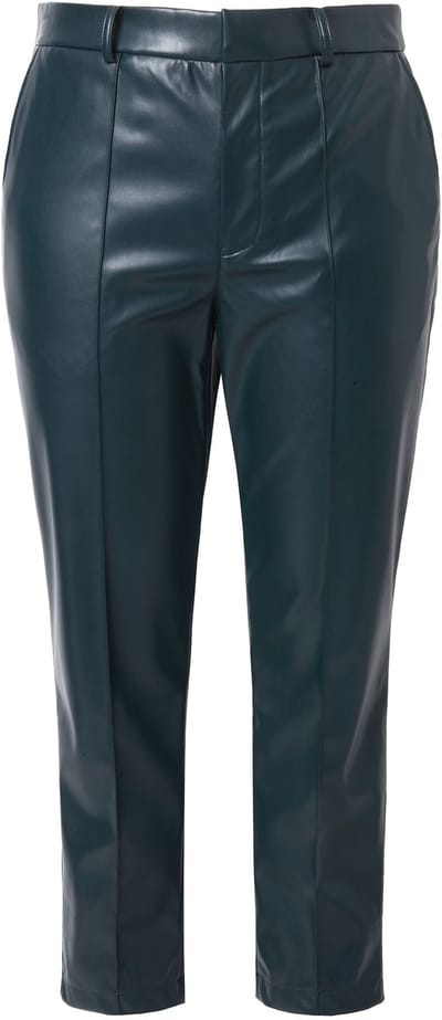 Studio Untold - Dames - Broek van imitatieleer mom-shape bies - Middernacht groen - Maat 46