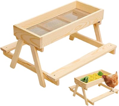 Kippenvoeders met Tafel - Voederbak Pluimvee - Hygiënisch Voeren - Vochtregulerende Gaasbodem - 375x375x21cm - Niet gespecificeerd