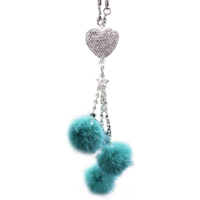 Accessoires de Miroir de Voiture Bling Cœur d'Amour Bling et Boule Peluche Rose Strass Accessoires de Voiture Miroir Arrière de Voiture en Cristal gray