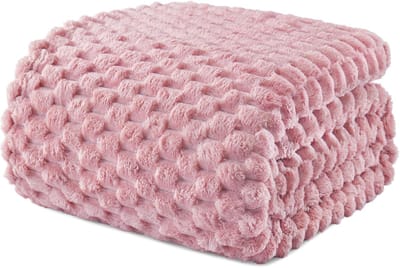 Zachte Fleece Deken - Jacquard Plaid - Gezelligheid Thuis - Ademend Materiaal - 152 x 203 cm - Oudroze