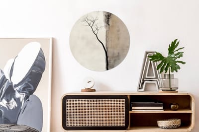 WallCircle - Wandcirkel - Muurcirkel - Wabi sabi - Plant - Beige - Aluminium - Dibond - 60x60 cm - Binnen en Buiten