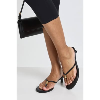 boohoo Dames Teenslippers Met Hak En Sierdetail | Zwart | Maat: 37