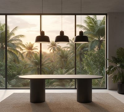 Eettafel Ovaal Zwart Eikenhout – - 240x120 cm - Zwart - Novihome