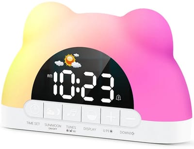 Slaaptrainer - Kinderwekker - White noise machine - Dimbaar nachtlampje - Met aanraaksensor - Nachtlamp - Slaapwekker voor Kinderen
