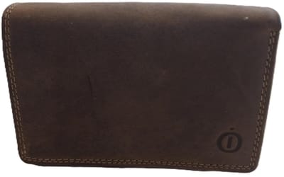 Oi Hunter bruine leren Europortemonnee Kort / harmonica portemonnee compact / overslag beurs met soufflé / beveiligd tegen skimmen / bruin leer / 300H