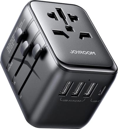 Joyroom - Reislader universeel - Universele wereldstekker - Reisstekker - Reisadapter universeel 17W - EU/US/UK/JP/AU/CN - Zwart