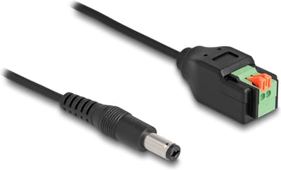 Delock DC Cable 2.1 x 5.5 mm male to Terminal Block Adapter with push button 15 cm