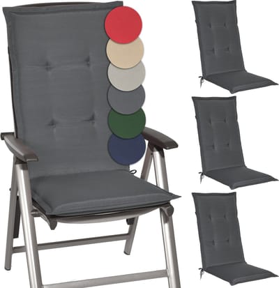 Beautissu Loft HL – Set van 4 Tuinkussens hoge Rug 120x50x6 cm Kussen Grafiet Grijs Tuinstoelkussens Zitkussen Tuinstoel