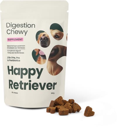 Happy Retriever - Digestion Supplement - Hond spijsverteringssupplement & Darmflora Support - Probiotica voor honden - Ontwikkeld voor Golden Retriever, Labrador en Retrieverrassen - 60 soft chews