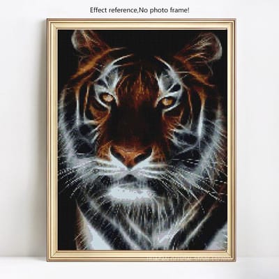 Peinture diamant thème tigre rond, broderie complète, mosaïque, image à affichage complet, à faire soi-même 20X30CM black