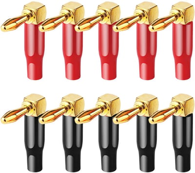 10 Stuks Rechthoekige Luidsprekerstekkers (4mm) Rood en Zwart