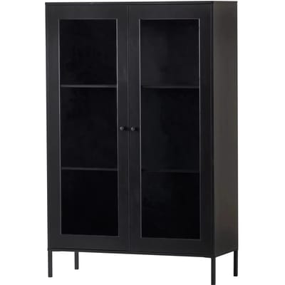 WOOOD Xam Vitrinekast - Grenen - Zwart - 155x100x40